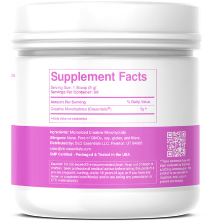SLC Essentials Creatine Monohydrate Powder | 100% Pure Micronized Creavitalis® | German-Made | Unflavored, No Fillers | Supports Muscle Strength, Recovery, & Cognitive Energy | 5g Servings - Maple Wellness Supplements