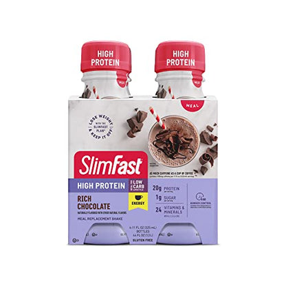 SlimFast Advanced Energy High Protein Meal Replacement Shake, Rich Chocolate, 20g - Maple Wellness Supplements