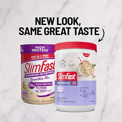 SlimFast Meal Replacement Smoothie Mix, 24 Servings, High Protein, Vanilla Cream, 20g - Maple Wellness Supplements
