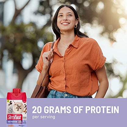 SlimFast Protein Shake with Caffeine, Caramel Macchiato- 20g Protein, Meal Replacement - Maple Wellness Supplements