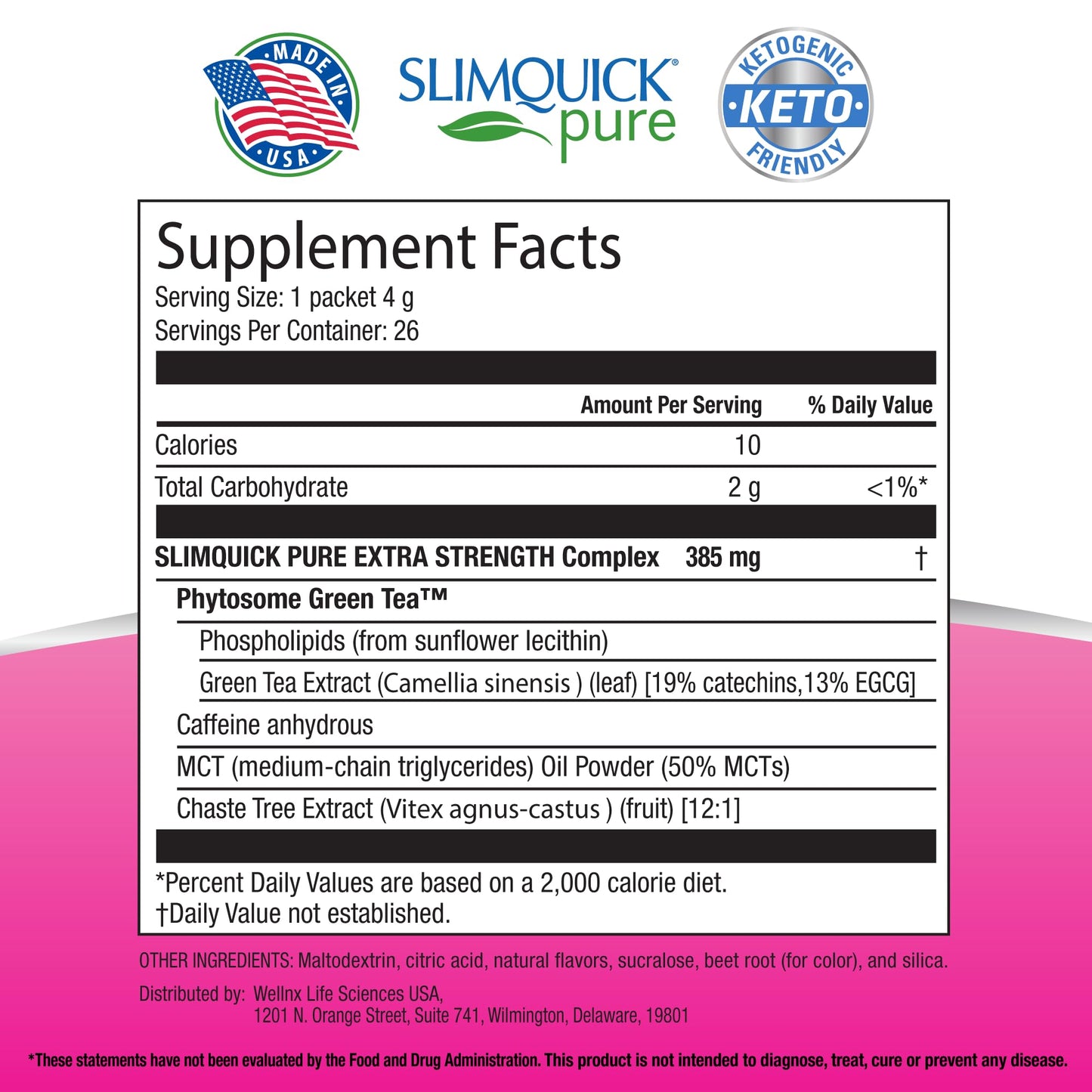 SlimQuick Pure 3X Extra Strength Drink Mix Packets, Metabolism & Weight Management for Women, Helps in Fat Breakdown, with Green Tea, Caffeine, Chaste Tree, - Maple Wellness Supplements