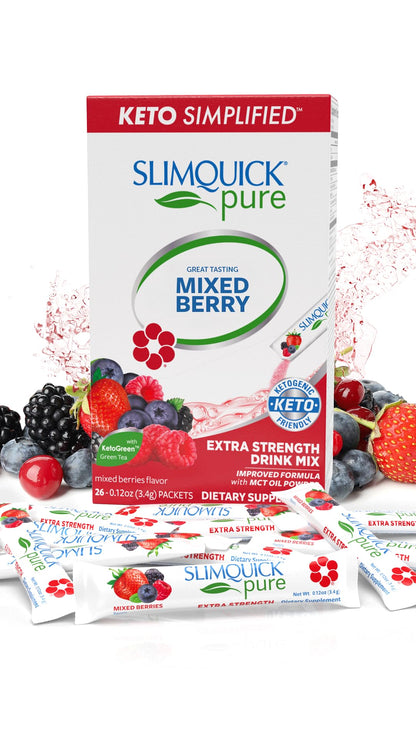 Slimquick Pure 3x Extra Strength Mixed Berry Drink Mix for Women to Help Achieve , 26 Count - Maple Wellness Supplements