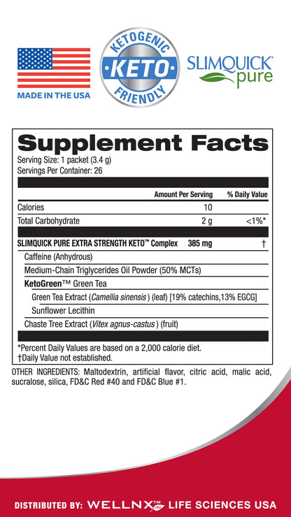 Slimquick Pure 3x Extra Strength Mixed Berry Drink Mix for Women to Help Achieve , 26 Count - Maple Wellness Supplements