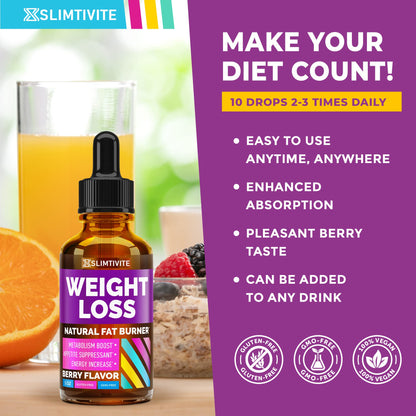 Slimtivite Weight Loss Drops - Diet Fat Effective Appetite Suppressant & Metabolism - Maple Wellness Supplements