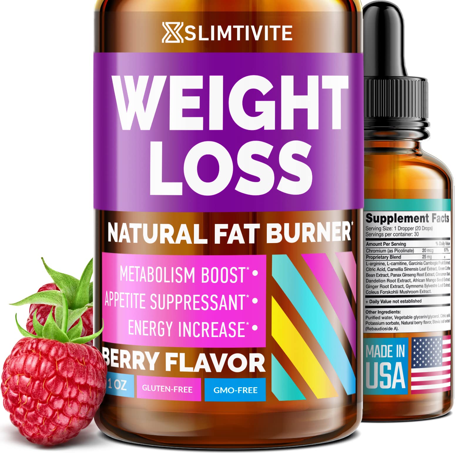 Slimtivite Weight Loss Drops - Diet Fat Effective Appetite Suppressant & Metabolism - Maple Wellness Supplements