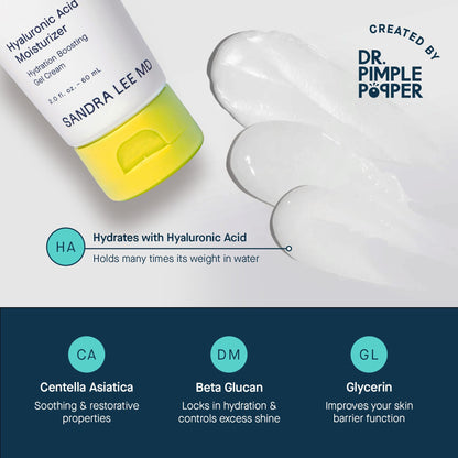 SLMD by Dr. Pimple Popper | Hyaluronic Acid Face Moisturizer 2.0 fl. oz. Hyaluronic Acid Moisturizer Cream for Face, Lightweight, Oil-Free Hydration for All Skin Types, Smooths & Soothes. - Maple Wellness Supplements