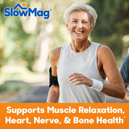 SlowMag Muscle & Heart Magnesium Chloride Supplement with Calcium, 120 Count, Supports Muscle Relaxation, Heart, Nerve & Bone Health, High Absorption - Maple Wellness Supplements