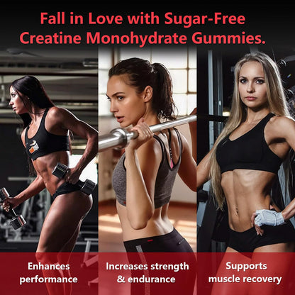 Slsomu Creatine Gummies for Women, 5000mg Pre-Workout Muscle Strength & Energy Support, 0 Sugar Creatine Gummy with L-Taurine, Zinc - Maple Wellness Supplements