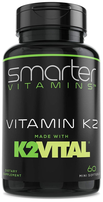 Smarter Vitamin K2 MK7 100mcg, Made with K2VITAL and Kale, 60 Liquid Softgels - Maple Wellness Supplements