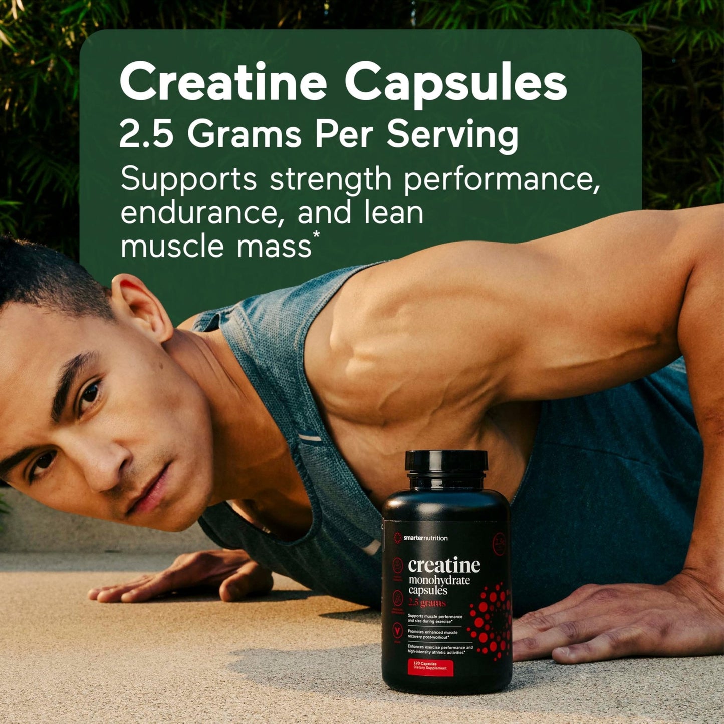 SMARTERNUTRITION Creatine Monohydrate Pills with 2500mg (2.5g) Per Serving, Vegan Capsules - Pre & Post Workout Recovery Support, Promotes Muscle Mass &. Endurance - 60 Count[30-Day Supply] - Maple Wellness Supplements