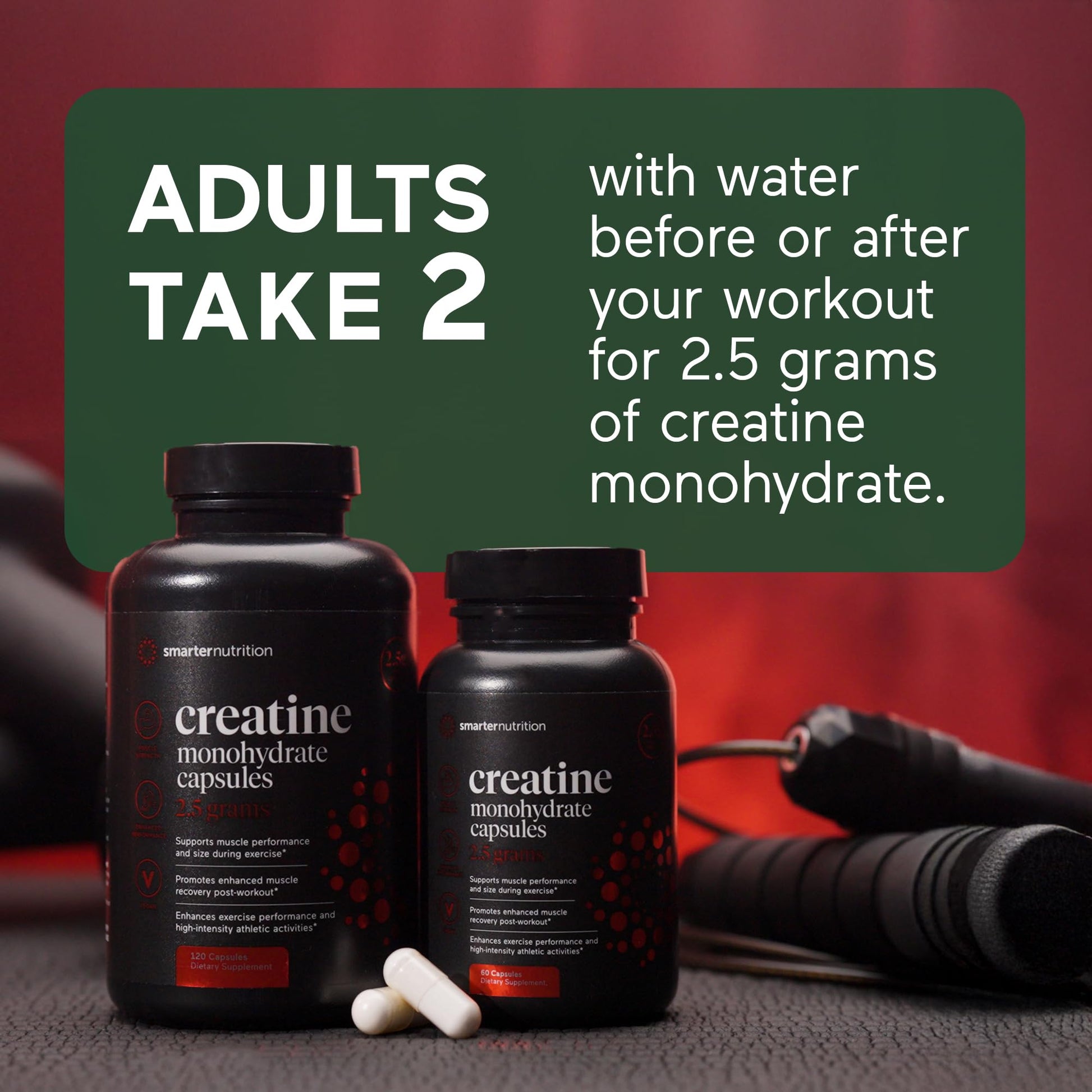 SMARTERNUTRITION Creatine Monohydrate Pills with 2500mg (2.5g) Per Serving, Vegan Capsules - Pre & Post Workout Recovery Support, Promotes Muscle Mass &. Endurance - 60 Count[30-Day Supply] - Maple Wellness Supplements
