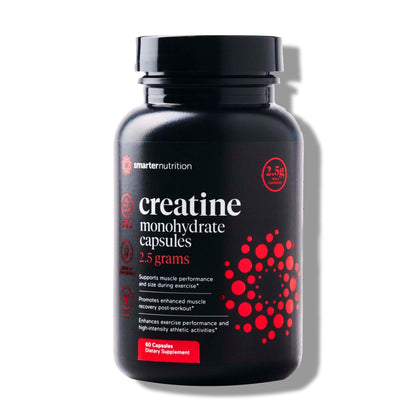 SMARTERNUTRITION Creatine Monohydrate Pills with 2500mg (2.5g) Per Serving, Vegan Capsules - Pre & Post Workout Recovery Support, Promotes Muscle Mass &. Endurance - 60 Count[30-Day Supply] - Maple Wellness Supplements