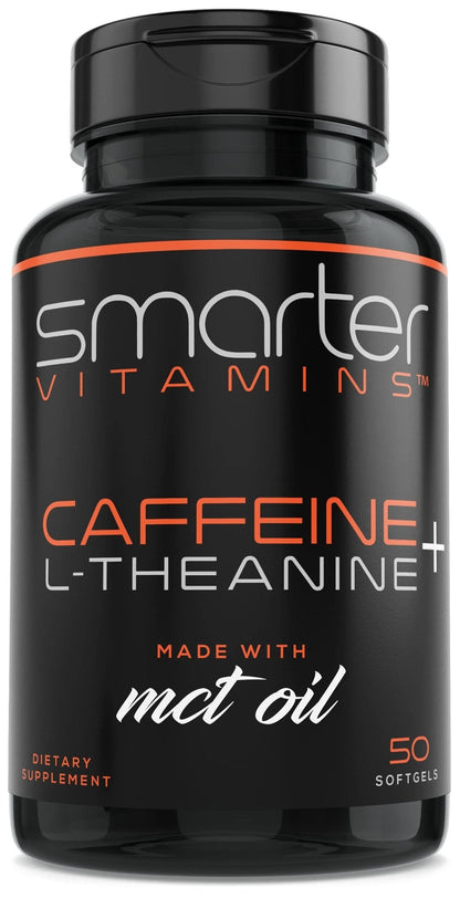 SmarterVitamins 200mg Caffeine Pills - MCT Oil from 100% Coconuts + 100mg L-Theanine, Energy and Focus - Maple Wellness Supplements
