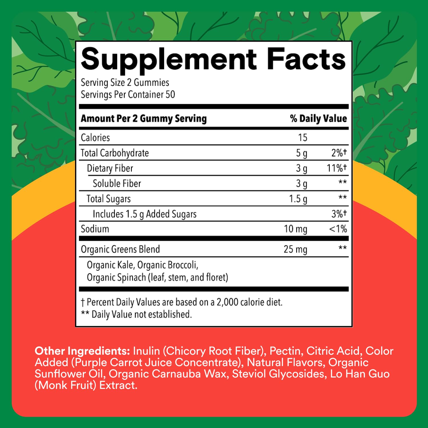 SmartyPants Kids Fiber & Veggies: Prebiotic Fiber Gummies for Kids, Fiber Supplement with Inulin, Organic Green Veggie Blend, Vegan, Gluten Free - Maple Wellness Supplements