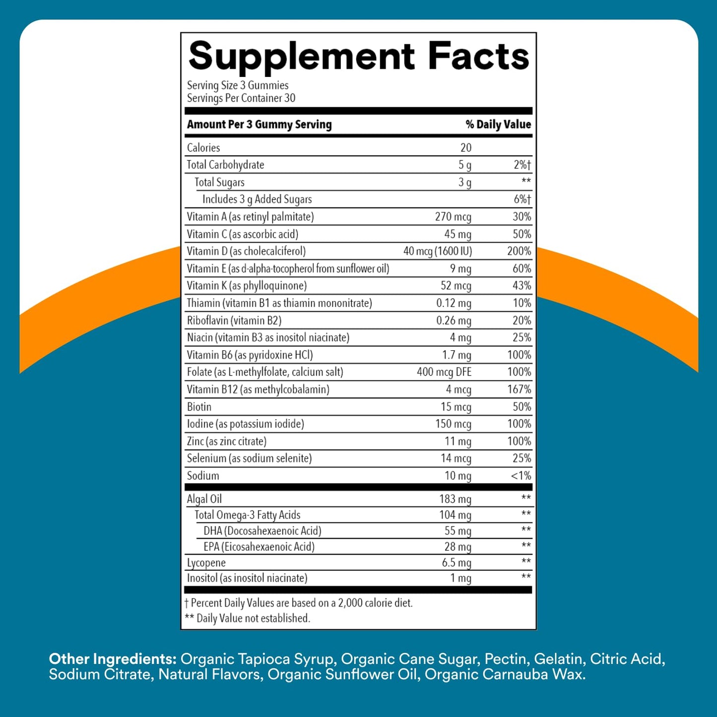 SmartyPants Men's Multivitamin Gummies with Omega 3 DHA/EPA, Methylfolate, Vitamin D3, C, B12, B6, A, K, Zinc - Maple Wellness Supplements