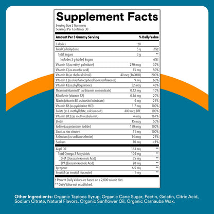 SmartyPants Men's Multivitamin Gummies with Omega 3 DHA/EPA, Methylfolate, Vitamin D3, C, B12, B6, A, K, Zinc - Maple Wellness Supplements
