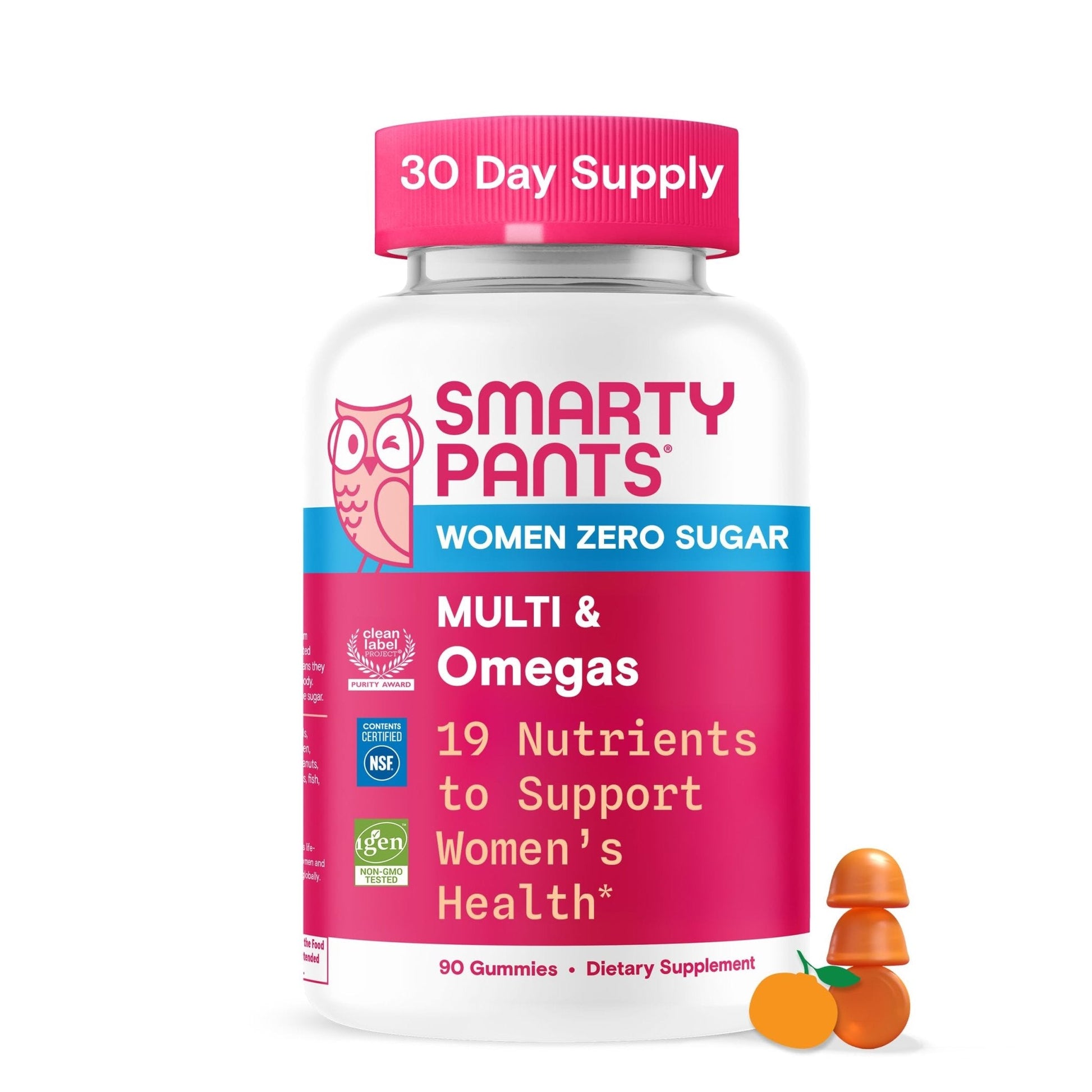 SmartyPants Zero Sugar Women’s Multivitamin Gummies: Biotin, Methylfolate, Omega 3 (ALA), Vitamin D3, C, Vitamin B12, B6, A, K, Zinc, Inositol - Maple Wellness Supplements