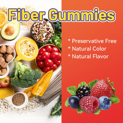 SmildeHeal Fiber Gummies, Dietary Fiber, for Women and Men, Gut Health Support, Non-GMOs, Non-Gluten, Vegan, Mixed Berry - Maple Wellness Supplements