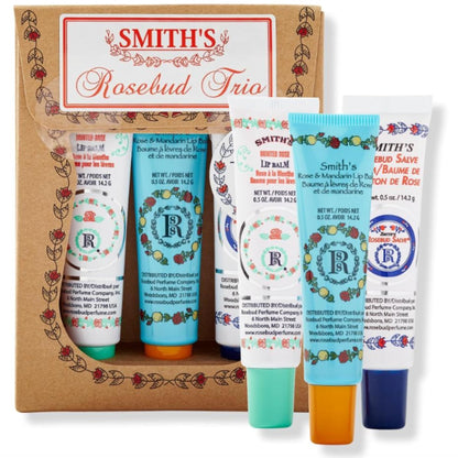 Smith's Rose Lip Balm Bulk- 3x0.5oz Premium All Purpose Lip Gloss Tubes & 3x0.8oz Lip Treatment Salve - Trio Lip Balm Tubes for Plump Lips & Cracked Skin Care - Christmas Gift Set, EBook - Maple Wellness Supplements