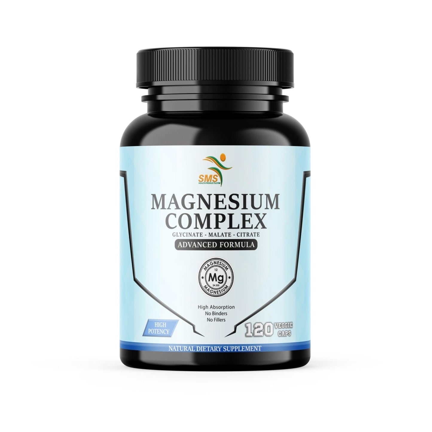 SMSHEALTHPRODUCTS.com Magnesium Complex | 470mg of Magnesium Glycinate, Malate, & Citrate for Muscles, Nerves, & Energy | High Absorption | Vegan, Non-GMO | 120 Capsules - Maple Wellness Supplements