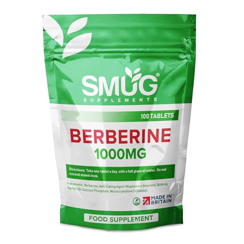 SMUG Supplements Berberine Tablets - 100 High Strength 1000mg Pills - Can Promote - Maple Wellness Supplements