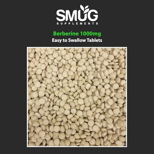 SMUG Supplements Berberine Tablets - 100 High Strength 1000mg Pills - Can Promote - Maple Wellness Supplements