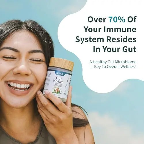 Snap Supplements Gut Health Lipase Supplement with Probiotics for Women & Men, Digestive Enzymes & Prebiotics - Turmeric, Aloe, Pylopass & Zinc, 50 Vegetarian Capsules - Maple Wellness Supplements