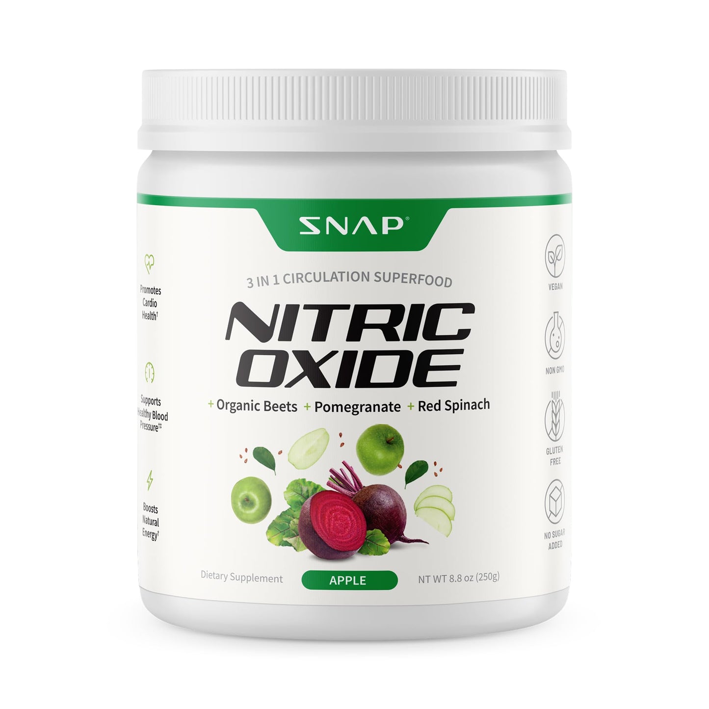 Snap Supplements Organic Beet Root Powder Nitric Oxide Supplement for Men & Women, Red Spinach & Pomegranate, Supports Healthy Energy & Blood Pressure Already - Maple Wellness Supplements