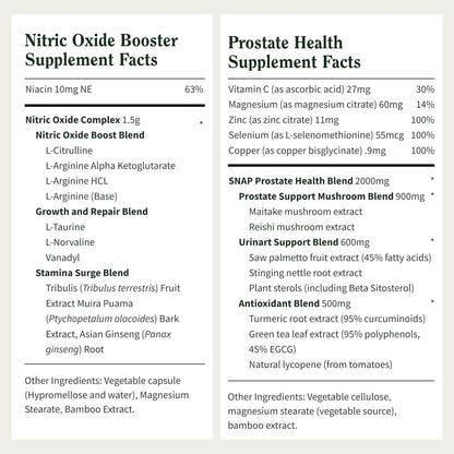 Snap Supplements Prostate Health & Nitric Oxide Supplement Bundle for Men, 90 + 60 Vegetarian Capsules (1 Month Supply) - Maple Wellness Supplements