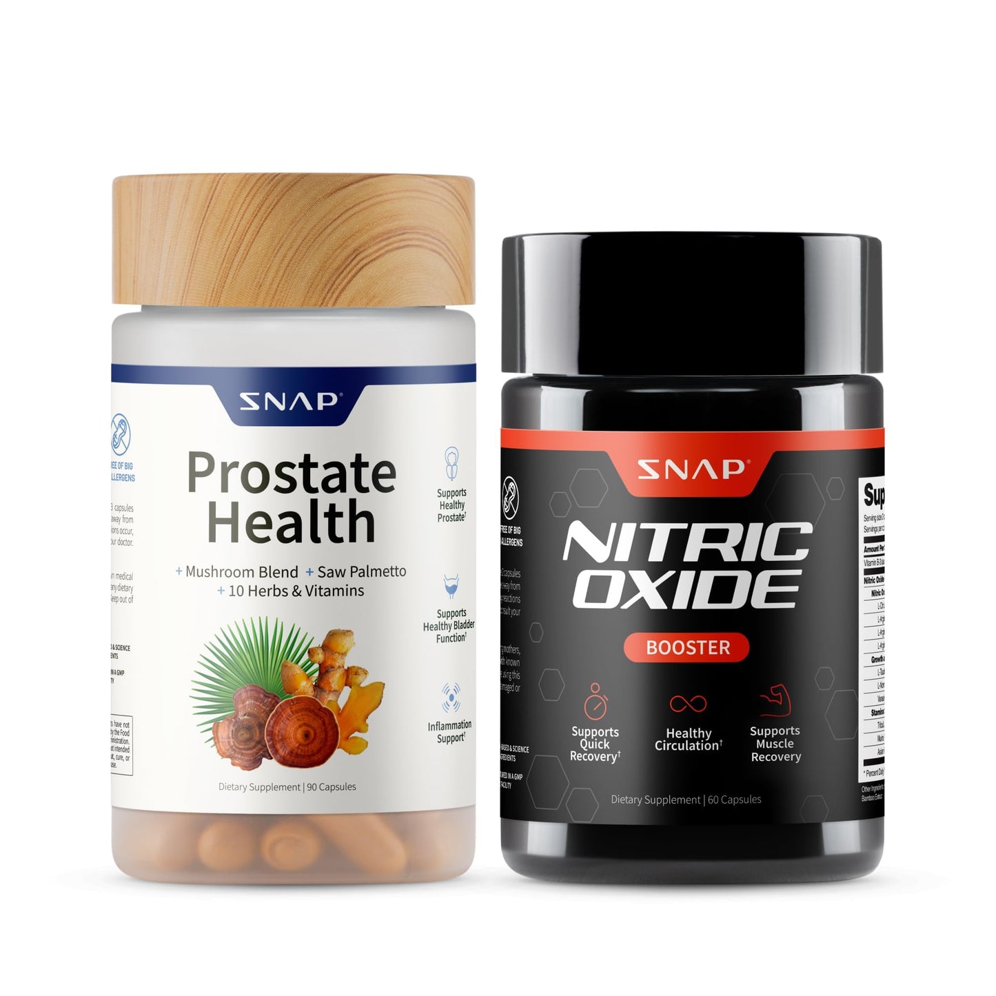 Snap Supplements Prostate Health & Nitric Oxide Supplement Bundle for Men, 90 + 60 Vegetarian Capsules (1 Month Supply) - Maple Wellness Supplements