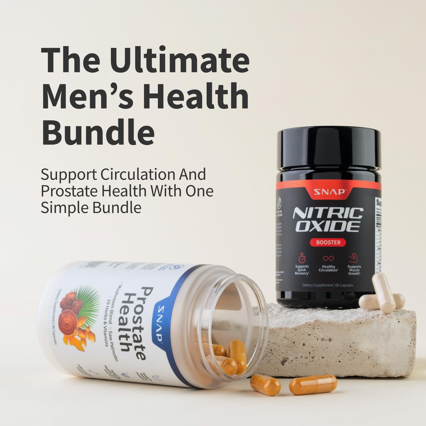 Snap Supplements Prostate Health & Nitric Oxide Supplement Bundle for Men, 90 + 60 Vegetarian Capsules (1 Month Supply) - Maple Wellness Supplements