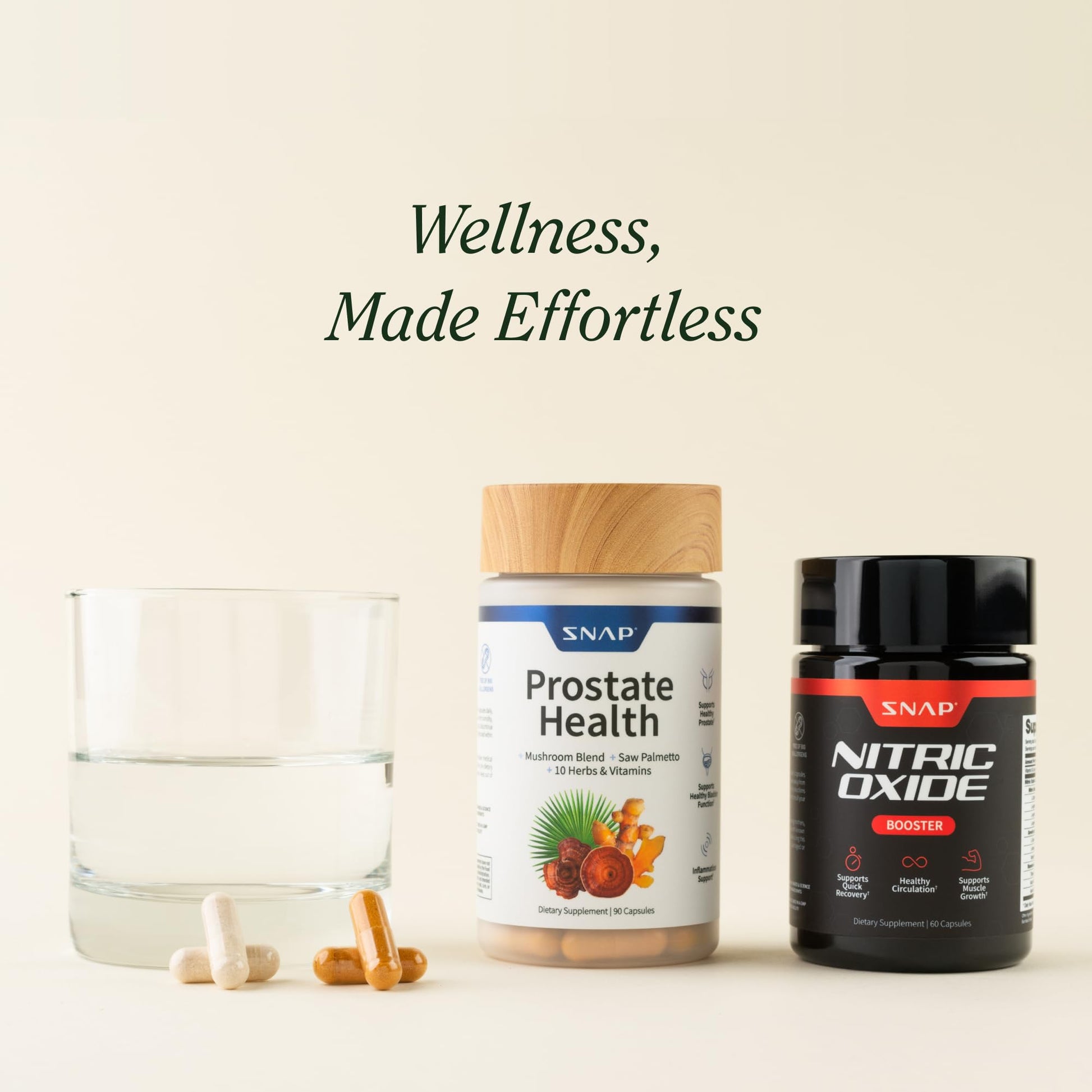 Snap Supplements Prostate Health & Nitric Oxide Supplement Bundle for Men, 90 + 60 Vegetarian Capsules (1 Month Supply) - Maple Wellness Supplements