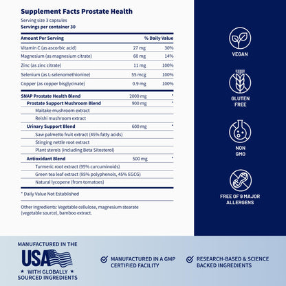 Snap Supplements Prostate Health Supplement with Saw Palmetto for Men, DHT Blocker - Helps Support Male Urinary Tract and Prostate for Mens Health - Maple Wellness Supplements