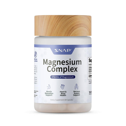Snap Triple Magnesium Complex for Women & Men for Sleep & Muscle Support – 400mg, 3-in-1 Magnesium Supplement – Bisglycinate, Citrate & Oxide – Chelated for High-Absorption, 60 Vegetarian Capsules - Maple Wellness Supplements