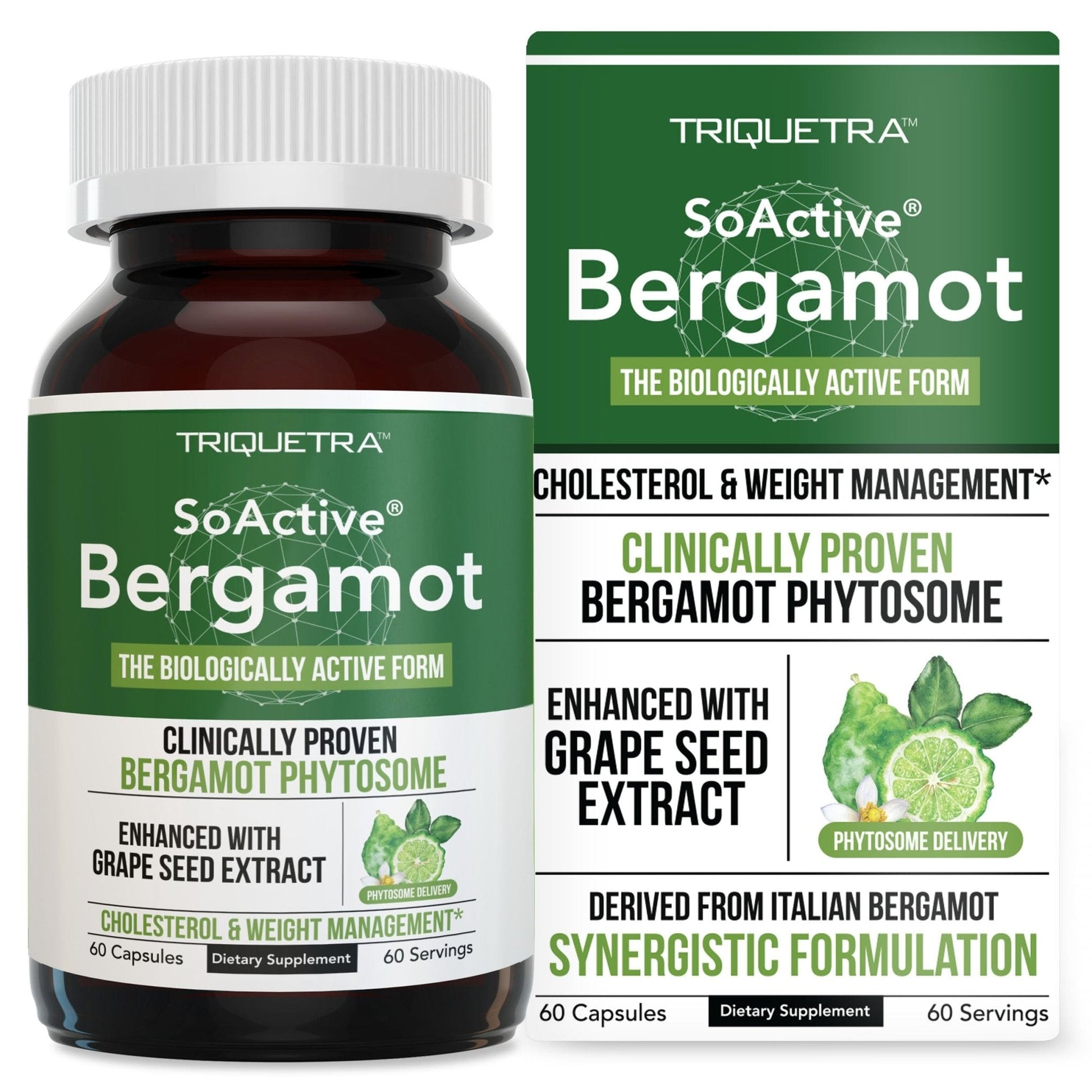 SoActive Bergamot: 2.5X More Effective, Italian Citrus Bergamot Phytosome - Clinically Validated | Enhanced with Grape Seed Extract - Maple Wellness Supplements