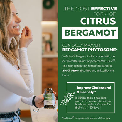 SoActive Bergamot: 2.5X More Effective, Italian Citrus Bergamot Phytosome - Clinically Validated | Enhanced with Grape Seed Extract - Maple Wellness Supplements