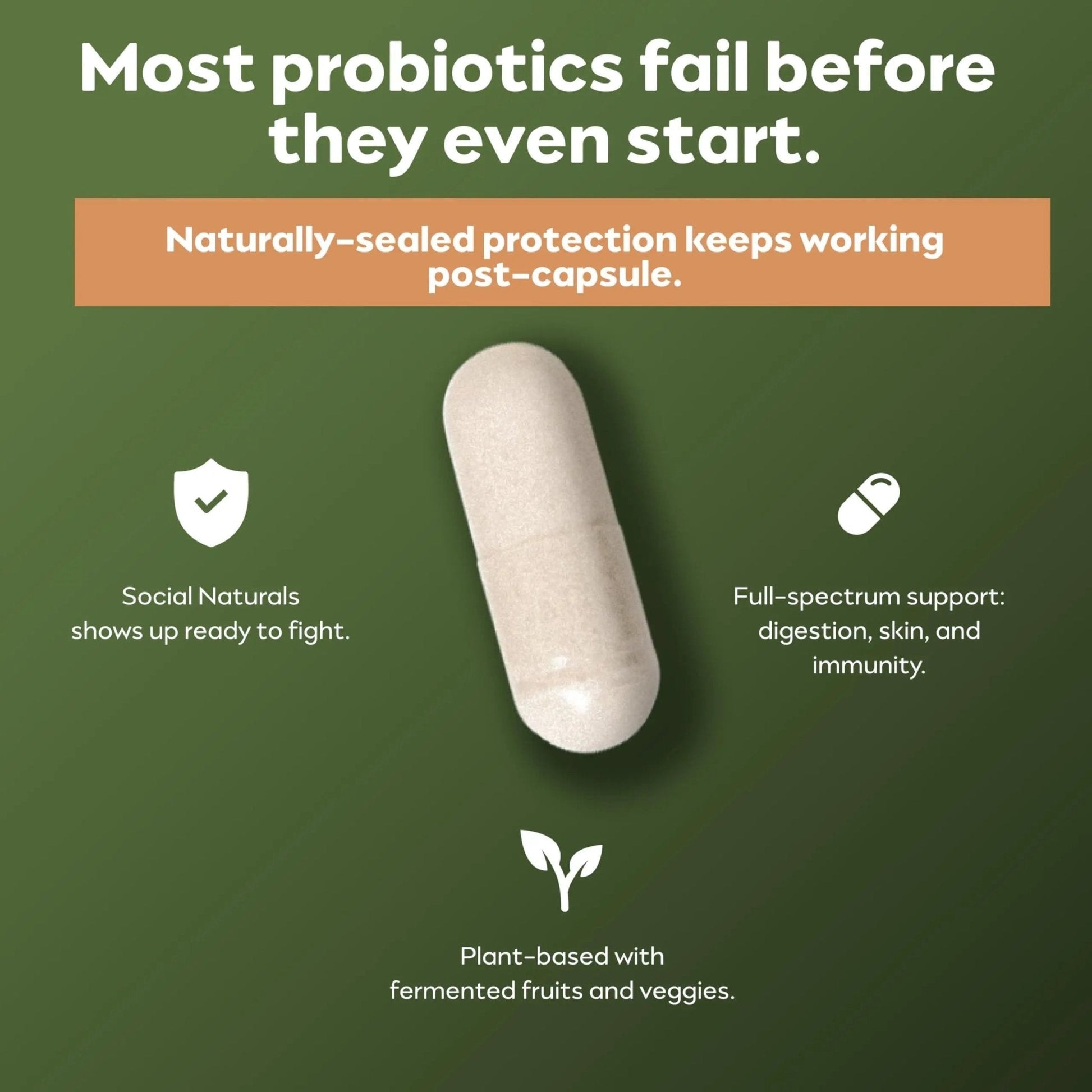 Social Naturals Daily Probiotic | 20 Billion CFU | Multi-Strain with Prebiotic + Postbiotic | Gut Health & Digestion Support | Vegan | 30 Capsules - Maple Wellness Supplements