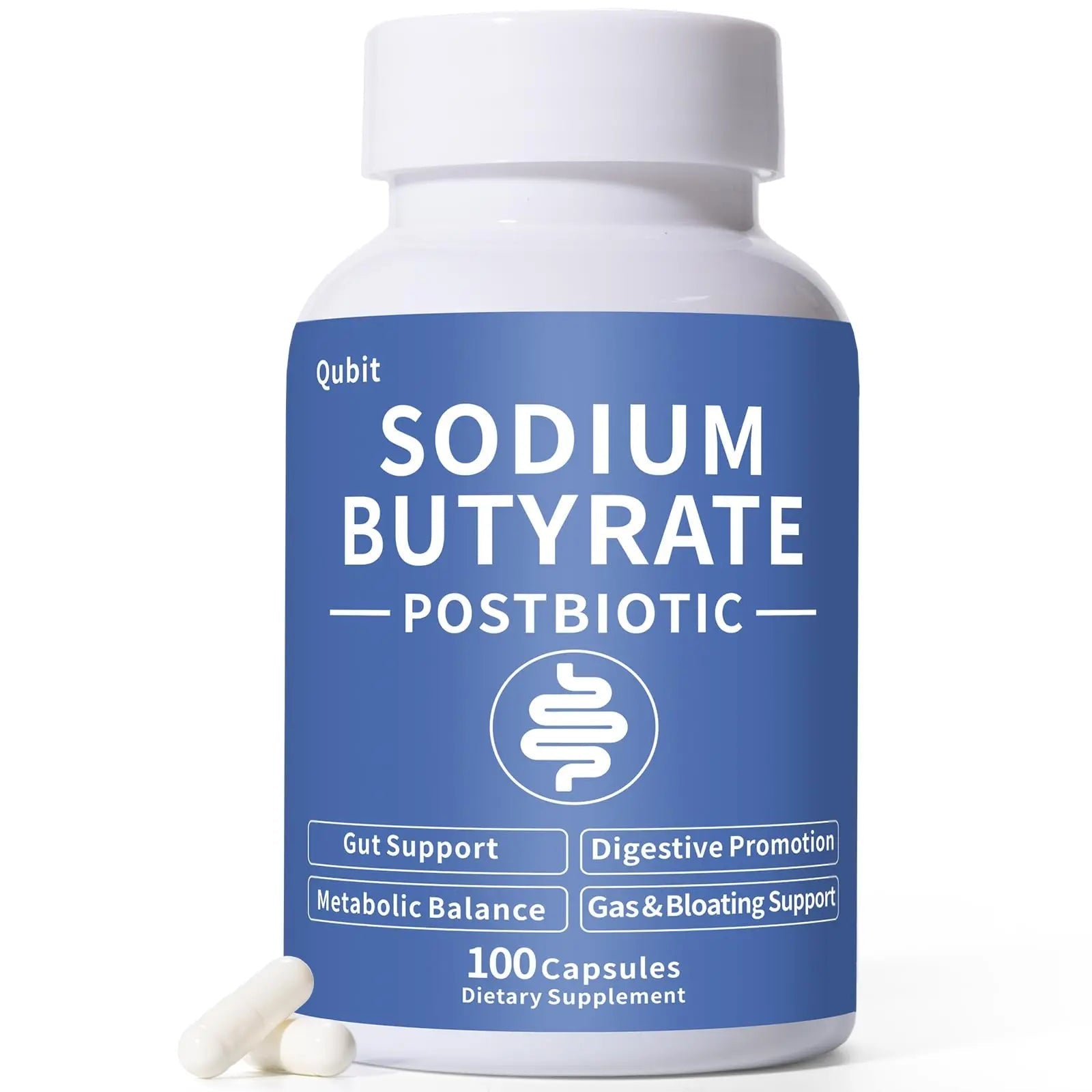 Sodium Butyrate Supplement – Postbiotic for Gut Health, Supports Digestion, IBS, Leaky Gut & Stomach Comfort – Low Odor, Easy to Swallow, No Side Effects – 100 Vegan Capsules - Maple Wellness Supplements