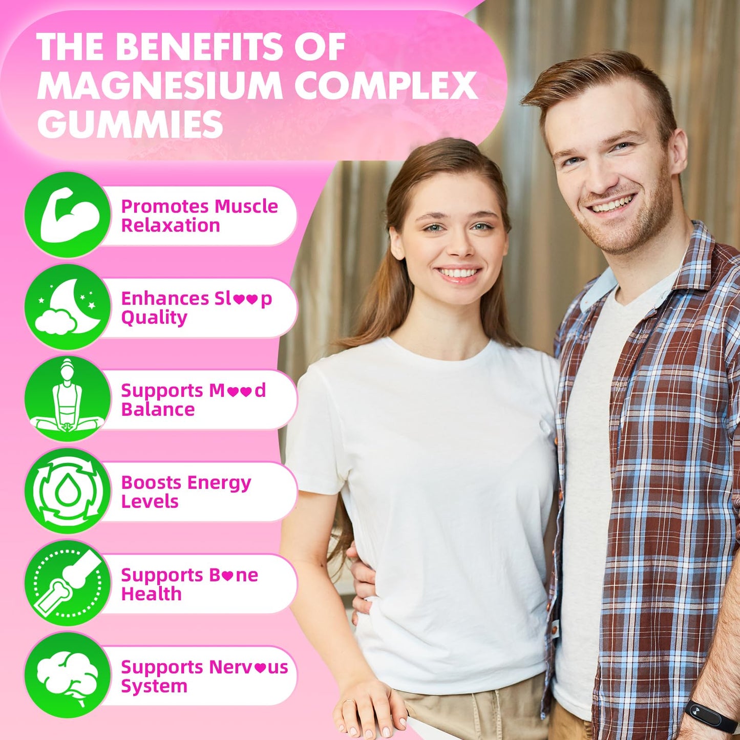 softbear Magnesium Complex Gummies for Women & Men & Kids, 8 in 1 Magnesium Complex Supplement 1000mg-Magnesium Glycinate,Citrate,Malate Supports Calm, Zzz, Muscle Cramp, Strawberry Flavor 120 Count - Maple Wellness Supplements