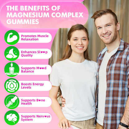 softbear Magnesium Complex Gummies for Women & Men & Kids, 8 in 1 Magnesium Complex Supplement 1000mg-Magnesium Glycinate,Citrate,Malate Supports Calm, Zzz, Muscle Cramp, Strawberry Flavor 120 Count - Maple Wellness Supplements