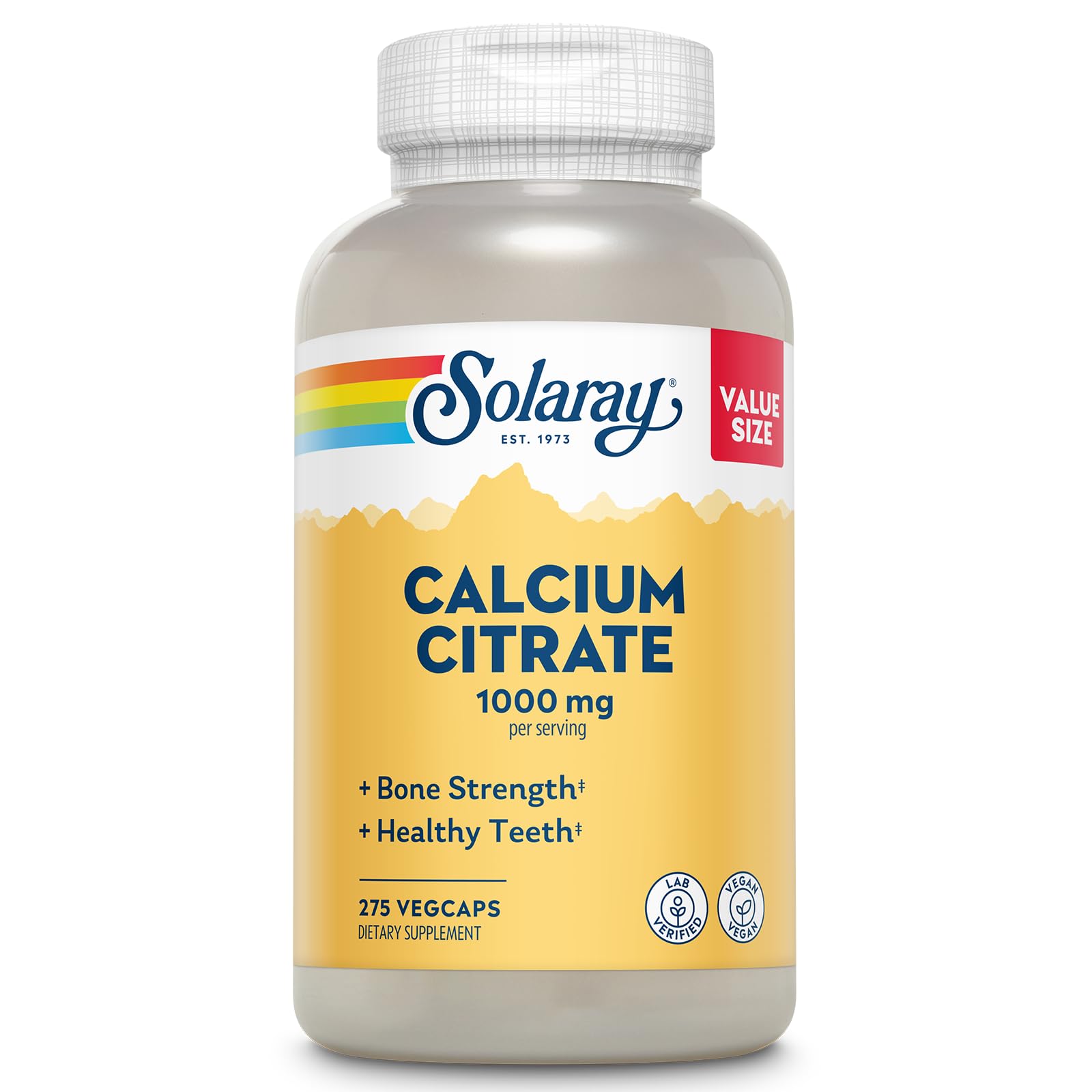 Solaray Calcium Citrate 1000mg - Chelated Calcium Supplement - Supports Bone Strength and Healthy Teeth - Easy to Digest - Maple Wellness Supplements