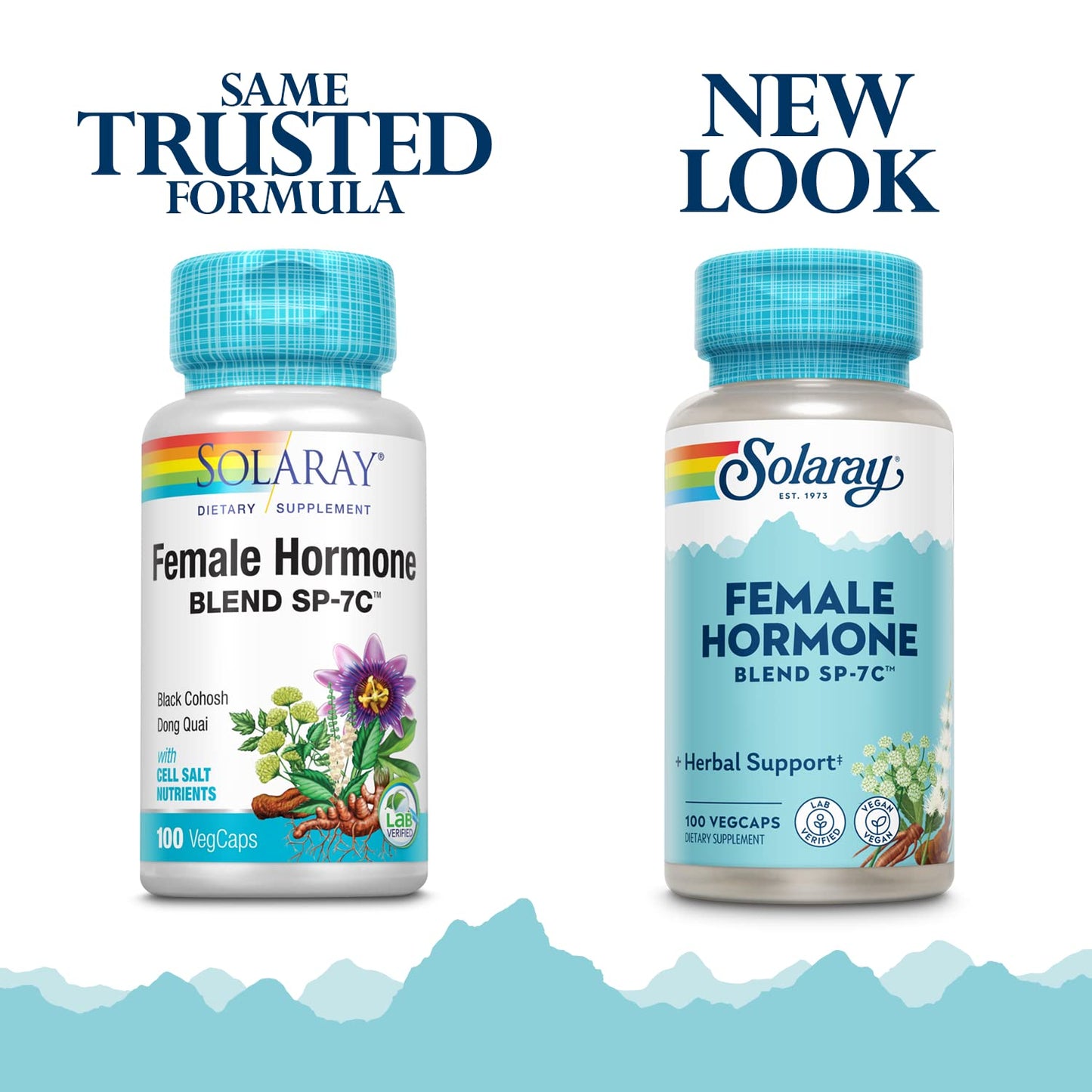 SOLARAY Female Hormone Blend SP-7C | W/Black Cohosh, Dong Quai, Passion Flower, Wild Yam & More | 100 VegCaps, 50 Serv. - Maple Wellness Supplements