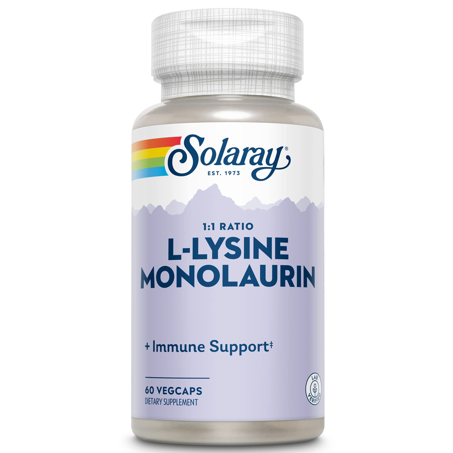 SOLARAY L-Lysine Monolaurin Immune Support Supplement, 1:1 Ratio for Immune System Function, 500 mg Each, 60-Day Money Back Guarantee - Maple Wellness Supplements