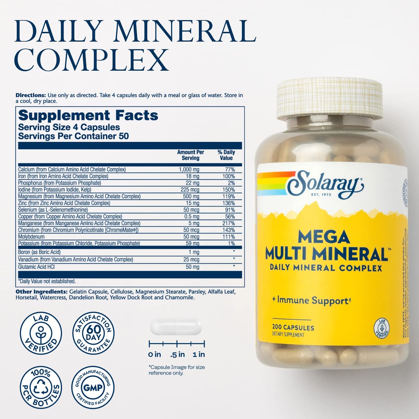 Solaray Mega Multi Mineral | 200 Capsules - Maple Wellness Supplements