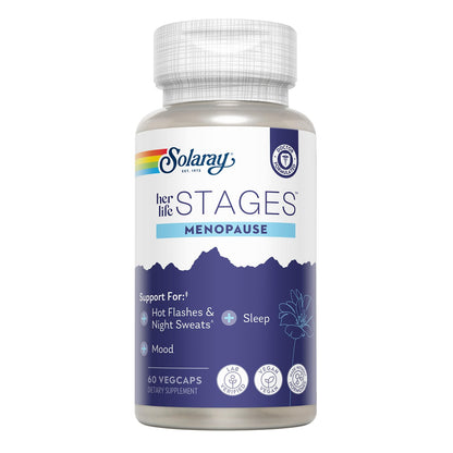 SOLARAY Menopause her Life Stages - Menopause Supplements for Women - Supports Mood, Sleep, Hot Flashes, Night Sweats - Vegan, Gluten Free - 60-Day Guarantee - 30 Servings, 60 VegCaps - Maple Wellness Supplements