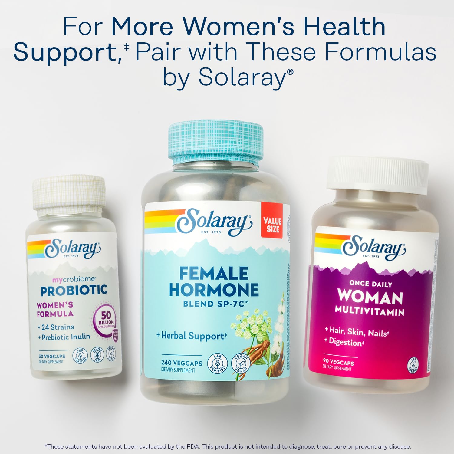 SOLARAY PhytoEstrogen Menopause Supplements with Wild Yam, Black Cohosh and Dong Quai - Phyto Estrogen Pills for Perimenopause and Menopause Support, Vegan, 60-Day Guarantee, 60 Servings, 240 VegCaps - Maple Wellness Supplements