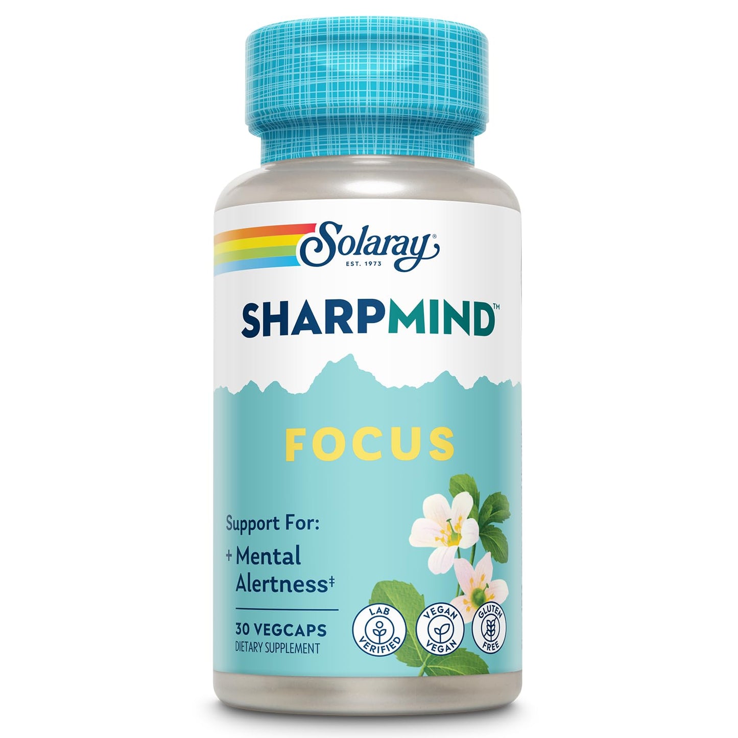 SOLARAY SharpMind Focus, Mental Alertness Nootropic Supplement, Memory Support, Each Capsule with Cognizin Citicoline, Vegan, 60 Day Money Guarantee, 30 Serv 30 Vegetarian Capsules Pills - Maple Wellness Supplements