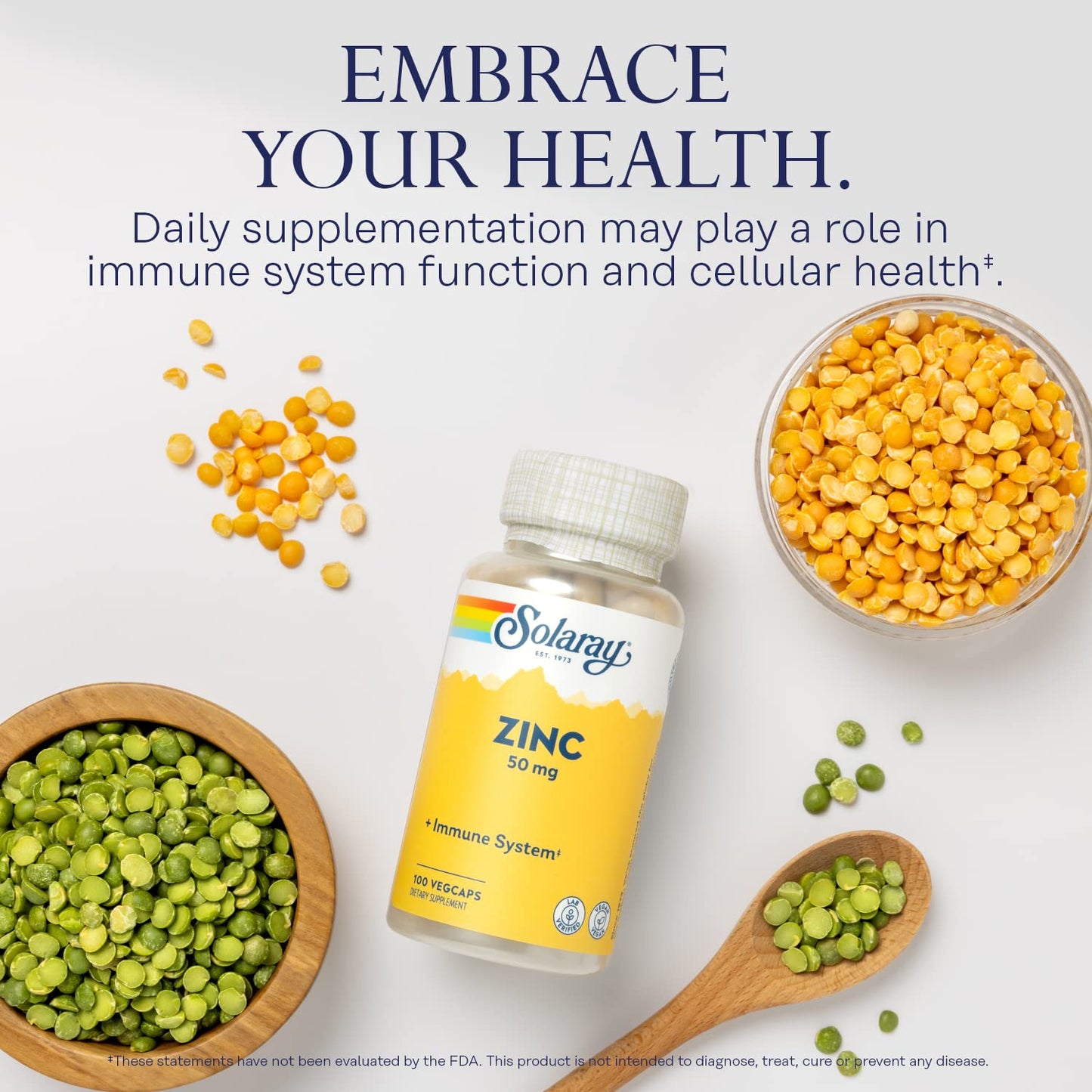 Solaray Zinc 50mg Immune Support Capsules, 100 Count, Vegan, Pumpkin Seed - Maple Wellness Supplements
