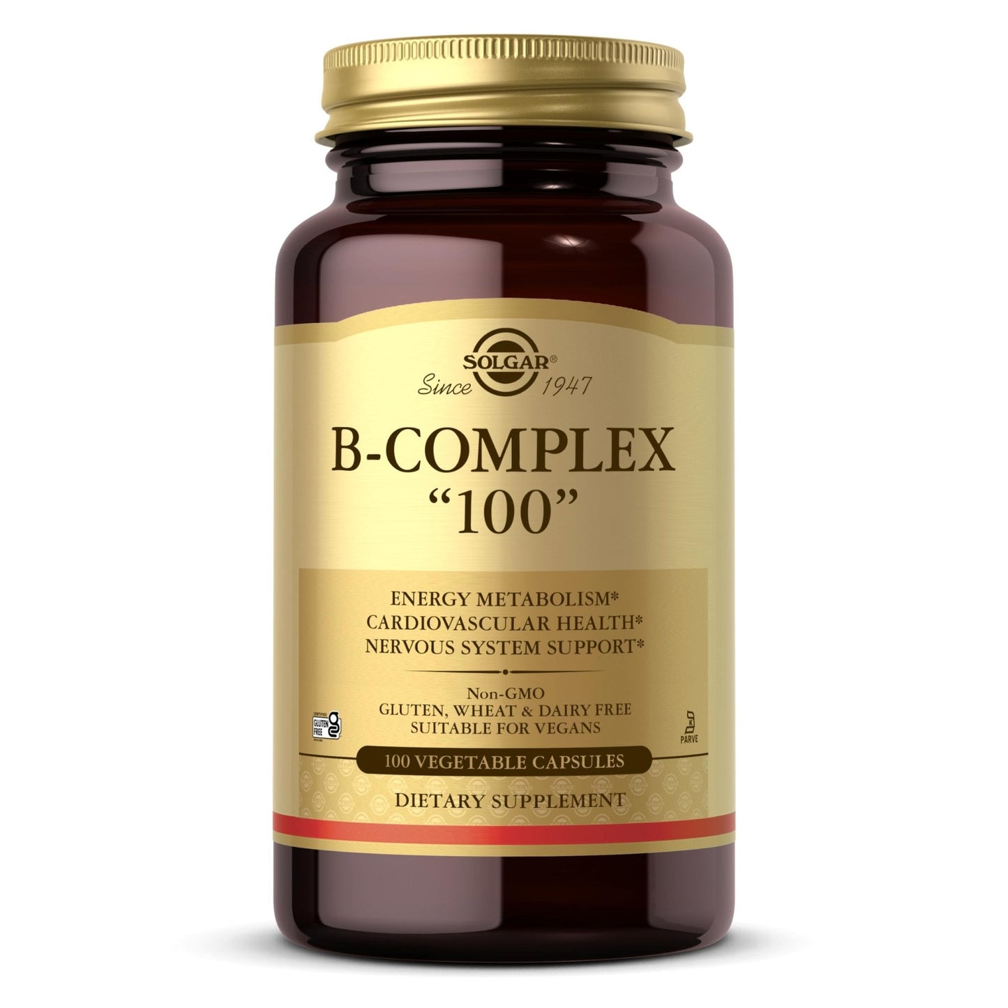 Solgar B-Complex "100", 100 Vegetable Capsules - Nervous System Support - Supports Energy Metabolism - Non-GMO, Vegan, Gluten Free, - Maple Wellness Supplements