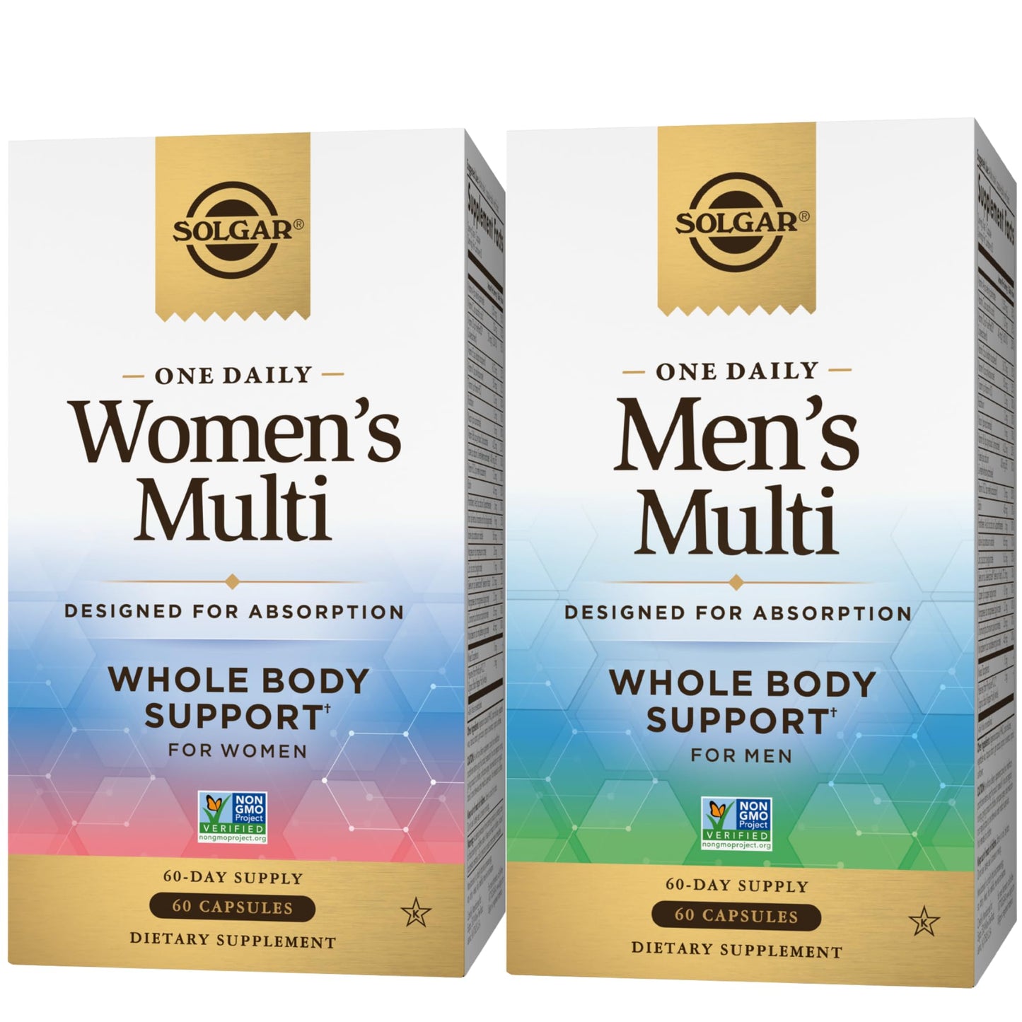 SOLGAR One a Day Women & Mens Bundle:Daily Women's Multi Whole Body Support, 60 Servings + Daily Men's Multivitamin Whole Body Support Supplement, 60 Servings - Maple Wellness Supplements